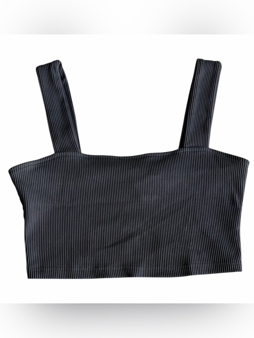H&M Divided Charcoal Ribbed Crop Stretch Tank Top Women’s Medium